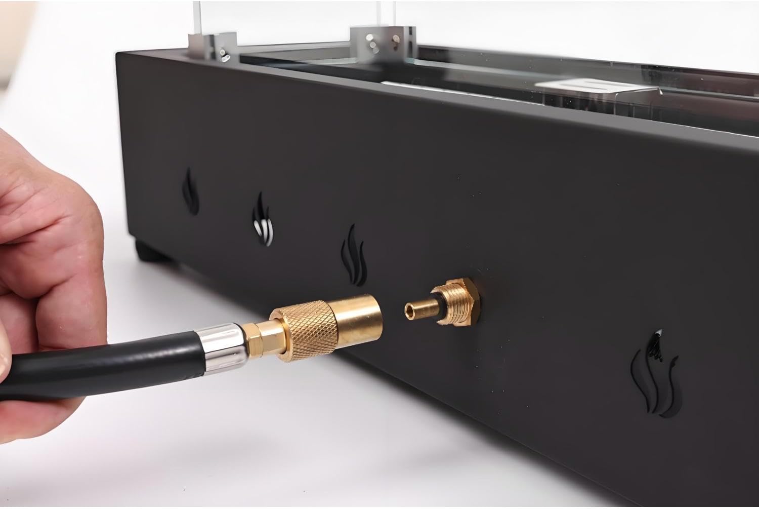 28-Inch Rectangle Fire Pit - Wind-Resistant Outdoor Propane Fire Pit with 40000BTU Output, Black Steel Frame