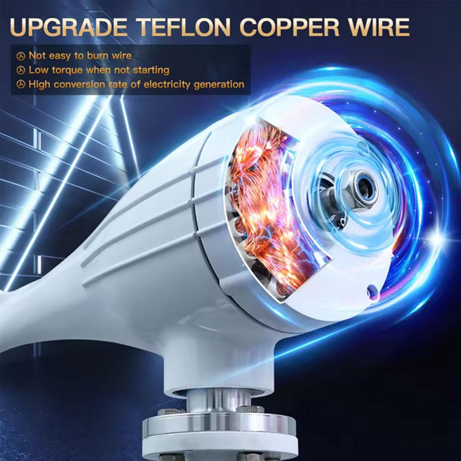 12V/24V/48V/220V Small Windmill Generator 6000W Wind Generator Kit with MPPT Controller for Off Grid Wind Solar Complementary System(Blue)