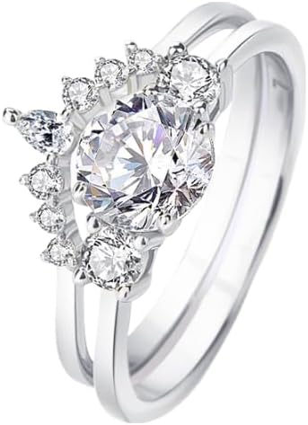 18K Gold Over S925 Sterling Silver Stylish Womens Jewelry Engagement Rings for Women Set with 1 Carat Diamond | VVS2, D-color | Wedding Band Accessory