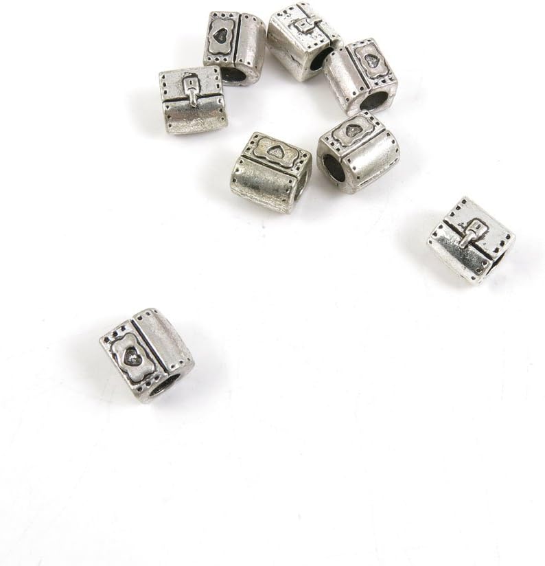 Jewelry Making Charms Antique Silver Tone Color Jewellery Charme Findingss Bulk Wholesale Suppliers Arts Crafts I2EQ7 Treasure Box Chest Loose Beads