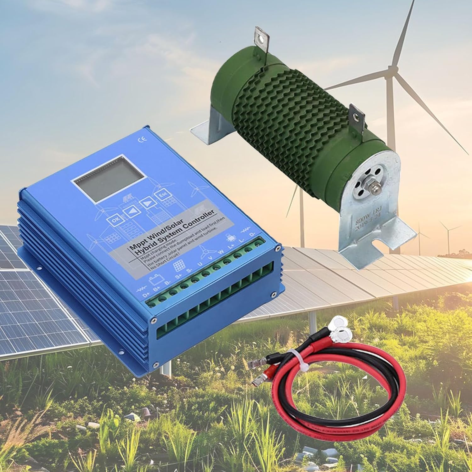 Wind Solar Hybrid Charge Controller,Hybrid Charge Controller,12V/24V/48V,Mppt Boost Charging with LCD Display and Dump Load,15000W,Automatic Controller for Home, Boat, Street Light 12V