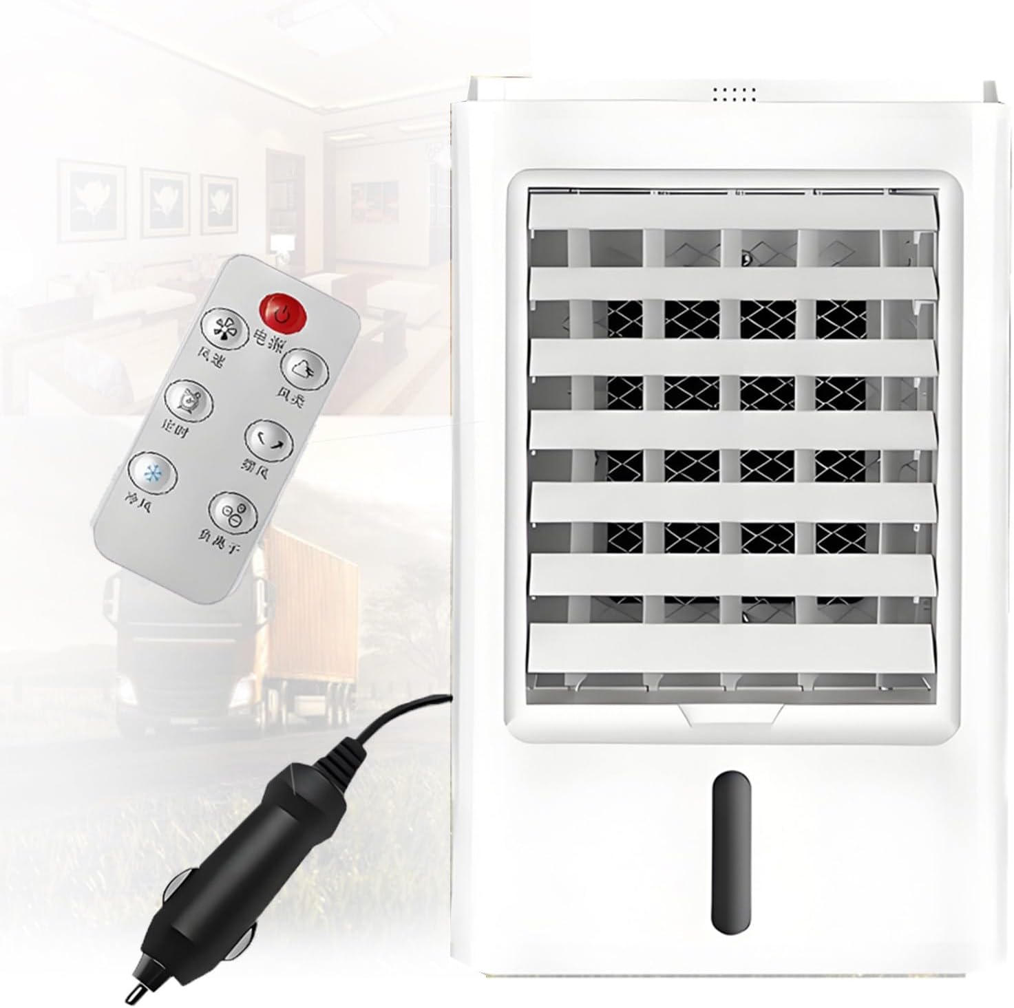 4 in 1 Portable Air Conditioner Evaporative Air Cooler with Remote Control Portable Ac Unit Fan with 3-Speed and Touch Screen for Home Office Car and Camping 12VHomeCar