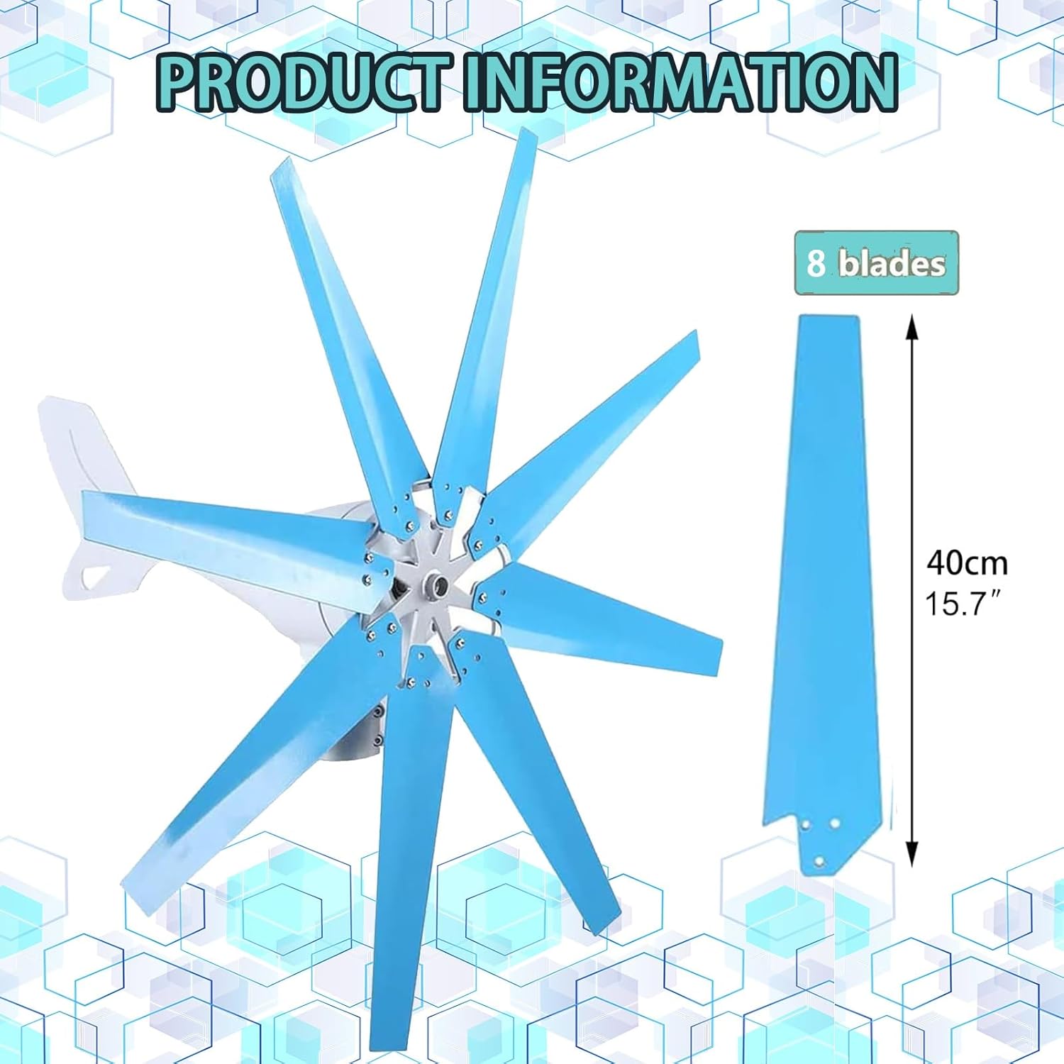 16000W/20000W Solar Wind Power Kit Wind Turbine Kit 12V 24V 48V Wind Turbine Generator with 8/10 blades - Off Grid power for Boat,Caravan,Motorhome,Lighting,Shed,Hut,Log Cabin(16000W(8 blades),24V)