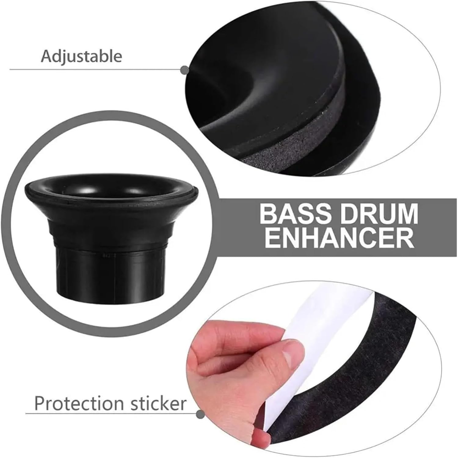 1~7PCS Bass Loudspeaker Reverberation Speaker Drum Bottom Microphone Loudspeaker Voice Sound Amplifier Drum Accessories (Color : Black 3pcs)