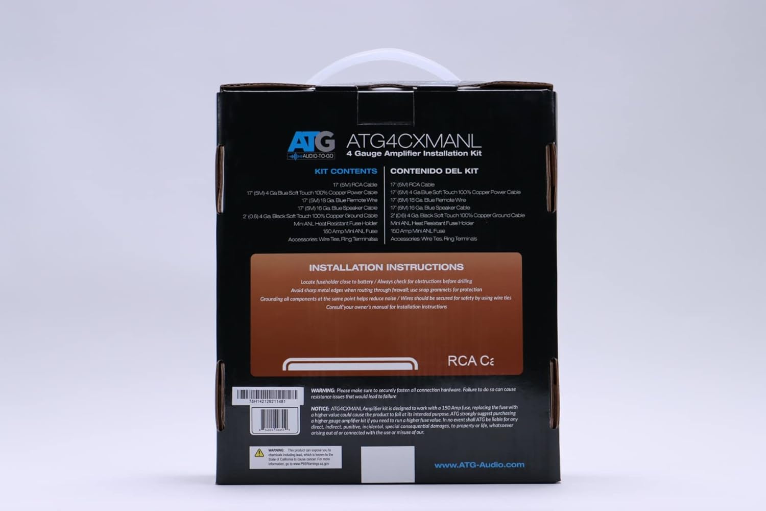 ATG Audio Transcend Series 100% Copper 4 Gauge Amplifier Kit with Mini ANL Fuseholder - ATG4CXMANL