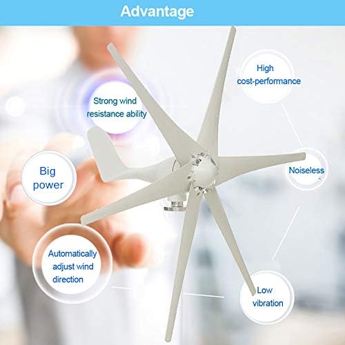 6000W 12V/24V/48V 6 Blades Horizontal Wind Generator Wind Turbines Generator Windmill Energy Turbines Charge for Home Camping