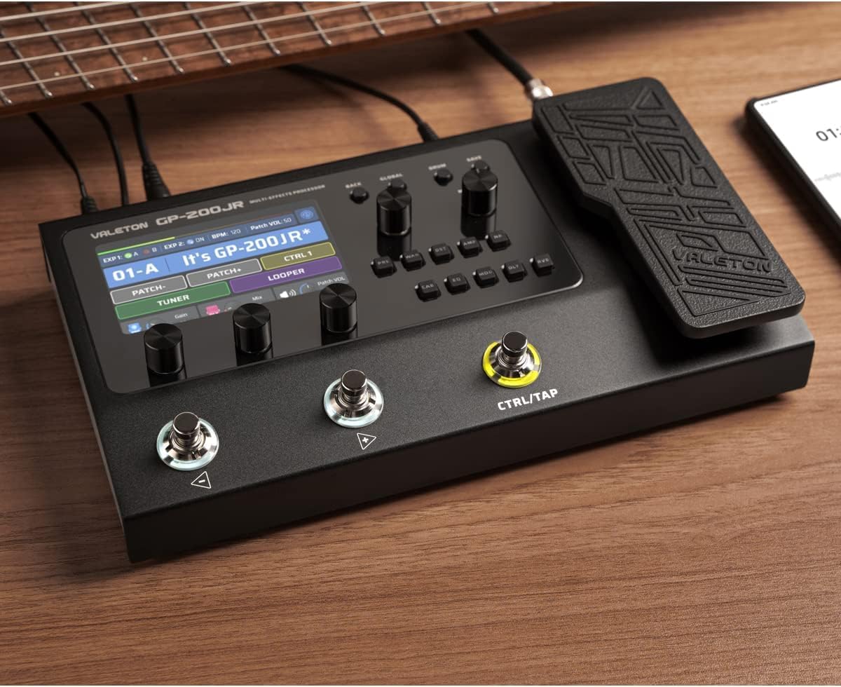 VALETON GP-200JR Multi Effects Processor Multi-Effects Pedal with Expression Pedal FX Loop MIDI I/O Guitar Bass Effects Pedal Amp Modeling IR Cabinets Simulation Stereo OTG USB Audio Interface