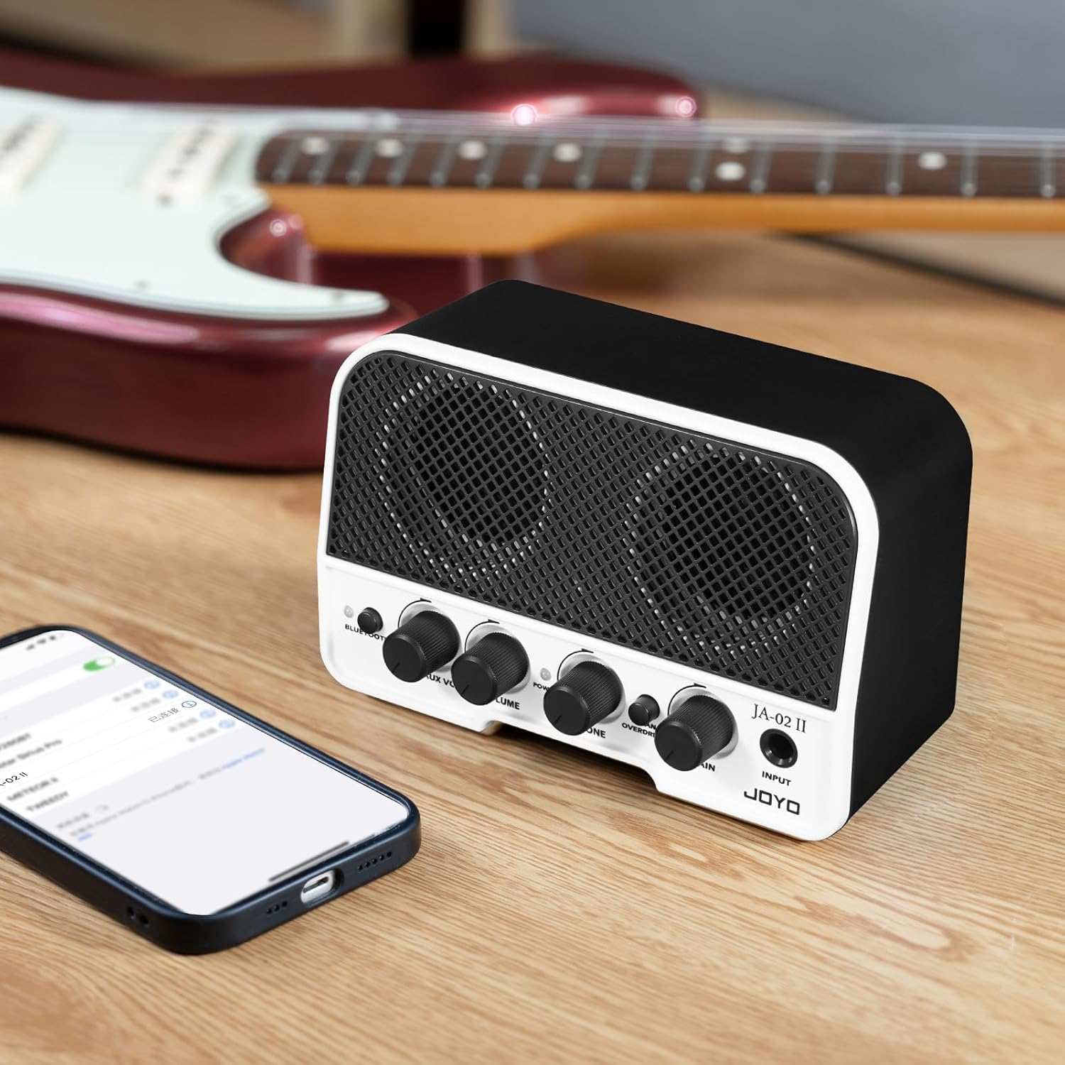 JOYO 5.8GHz Wireless Guitar System with Charging Box (JW-06) and 5W Mini Guitar Amplifier (JA-02 II)