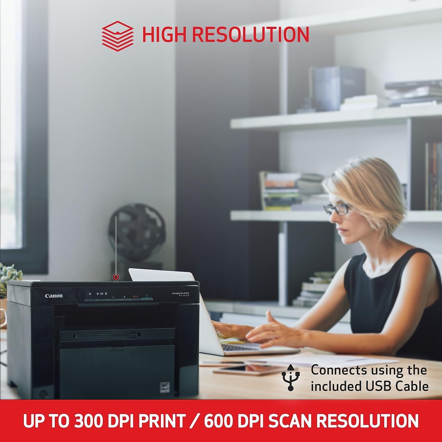 Canon imageCLASS MF3010 VP - Wired Monochrome Multifunction Laser Printer with Scanner, Copier, USB Cable Included, Up To 2,300 Page Toner Yield in Box, 19 PPM, Black