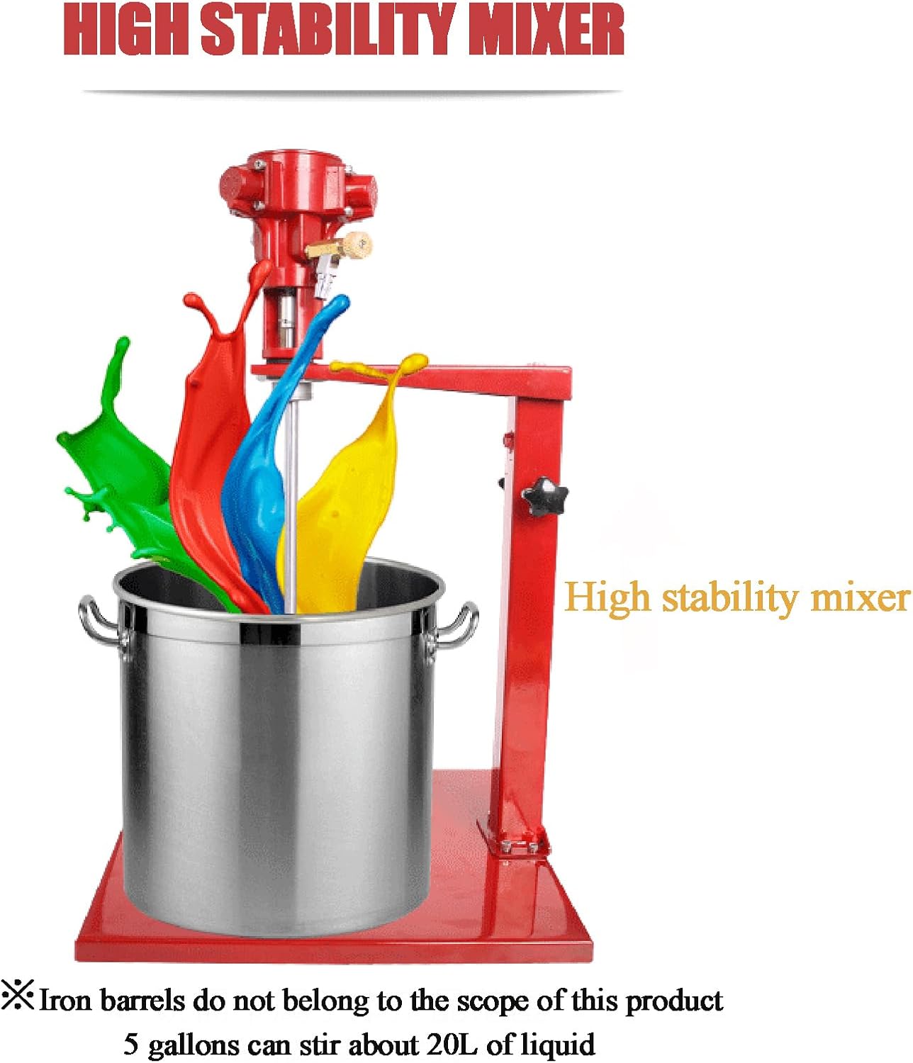 5 Gallon Pneumatic Agitator Adjustable Drum Bucket Paint Mixer, Air Agitator, Ink Coating Mixing Tool, for Paint, Putty, Dye, Fodder, Viscous Liquid Ink Dye Chemicals