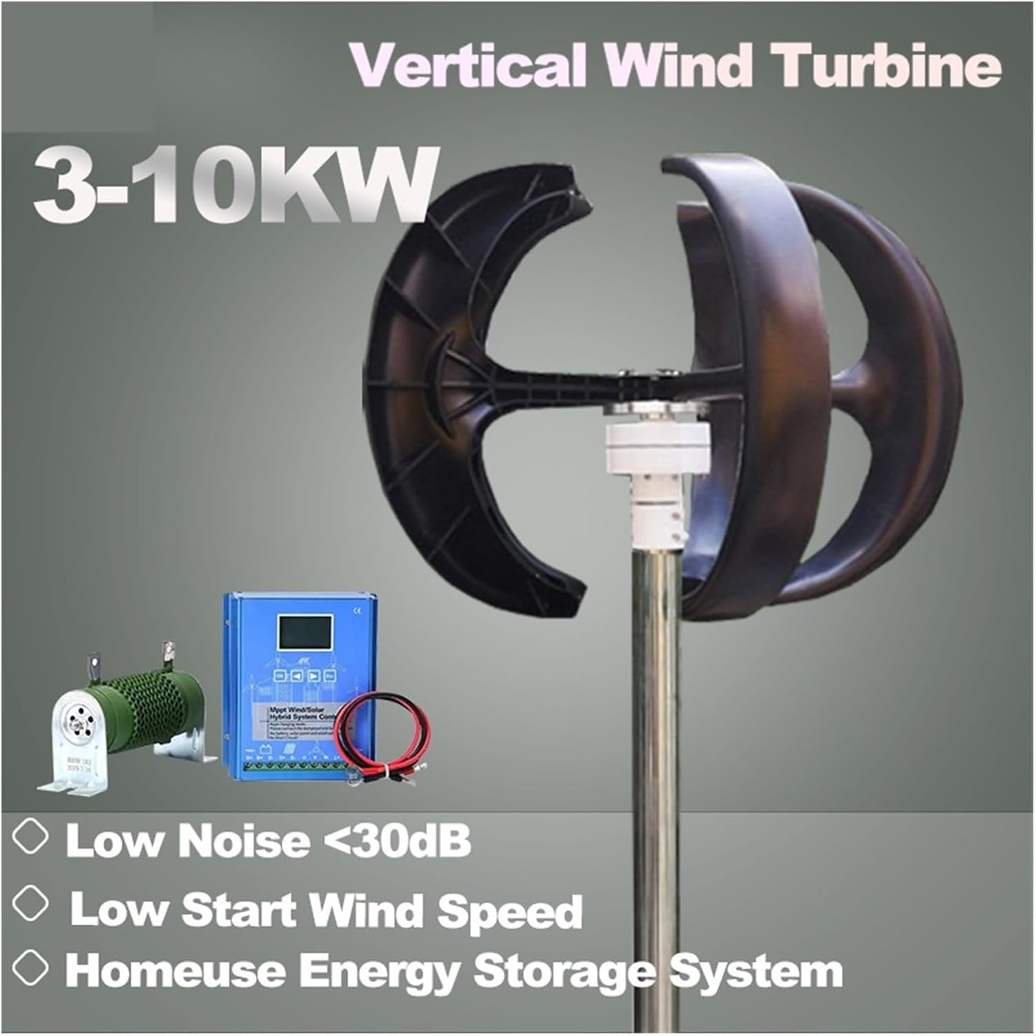 Wind Turbines Generator 5000W 8000W 10KW 48V 24V Vertical Generator Permanent Magnet Suspension Low Wind Start Household Low Starting Speed for Home(White,48V_8KW)