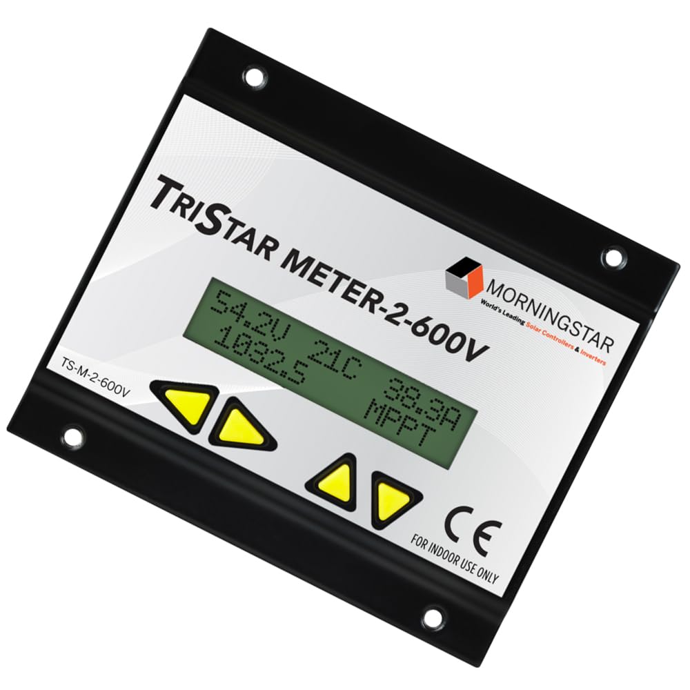 Morningstar Tristar Meter-2-600V Digital Display (TS-M-2-600V) - for Tristar MPPT 600V Solar Charge Controller - System Info, Logged Data, Bar Graphs, Alarms & Faults Troubleshooting - 5 Languages