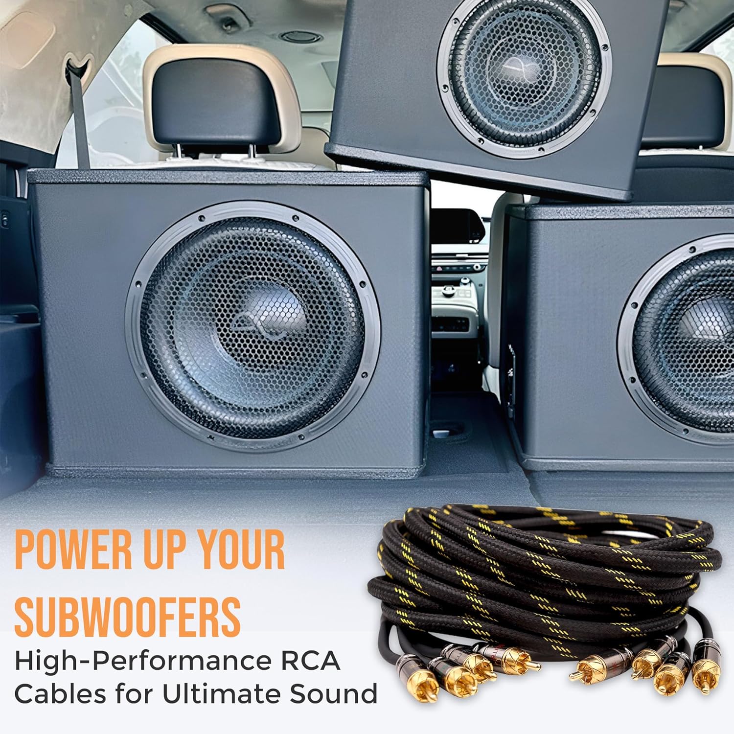 Elite Audio Pro Series 20ft. 4-Channel Car Audio RCA Cable - Triple Shielded, Brass Connectors, Oxygen Free Copper Noise Reducing Audio Cable for Amplifiers Subwoofers Speakers and Processors – PRO420