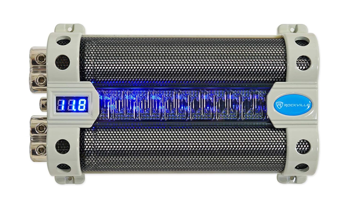 Rockville RFC50F Bundle: 50 Farad car Audio Power Capacitor with Blue Voltage Display, RWK0CU 0 Gauge OFC Amplifier Wiring Installation kit with ANL Fuse Holder, 2-Items