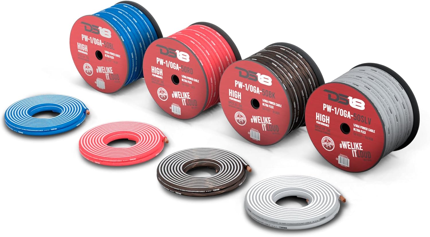 DS18 PW-4GA-100SLV 4 Gauge Wire Ultra Flex CCA Power Ground Wire Cable 100 ft Silver - Great for Wiring High Powered Car Amplifiers, Audio Home Speaker Stereo, RV Automotive, Welding Battery Cable