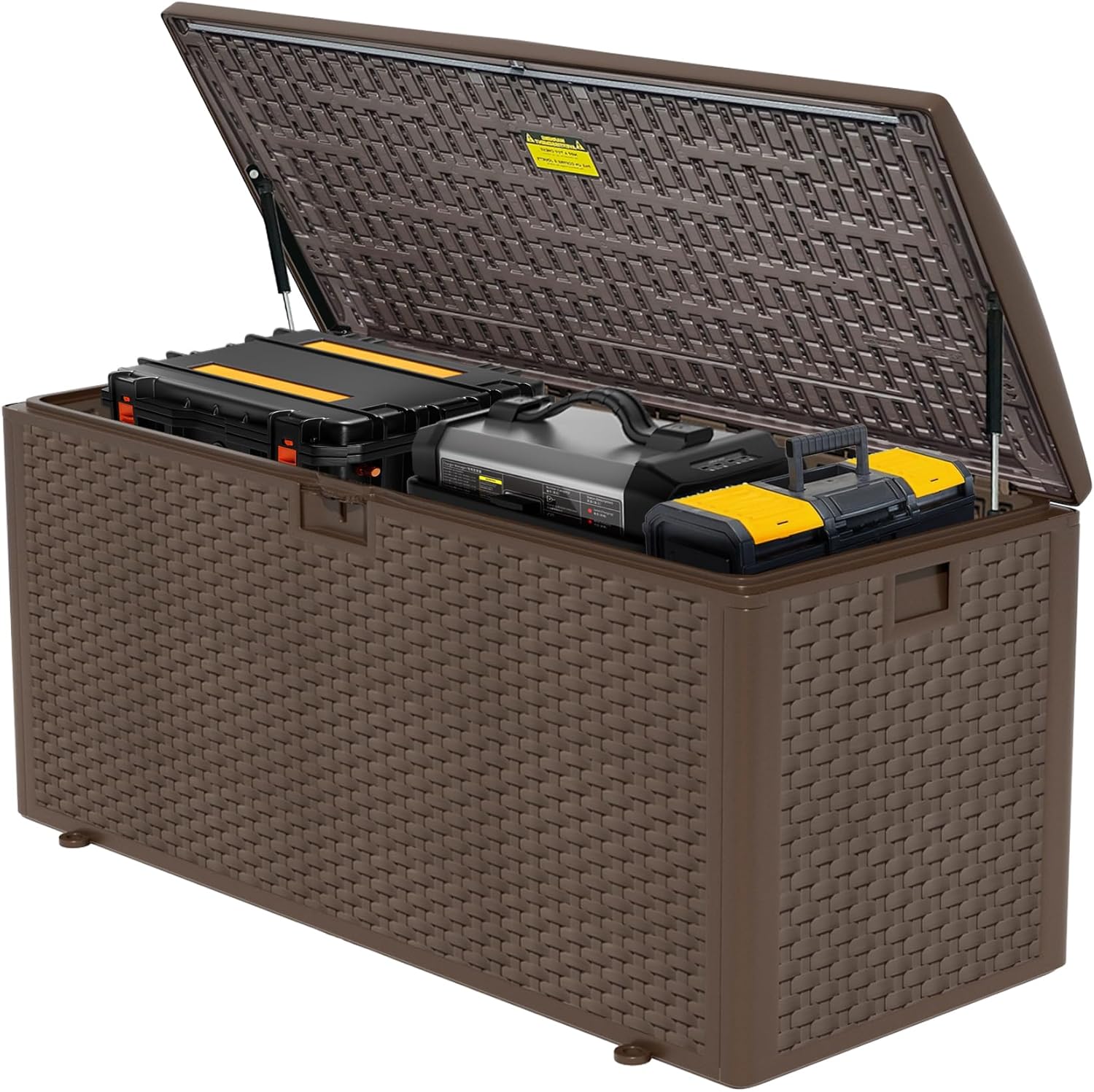 180GAL PRO Brown Blow - Molded Outdoor Deck Box with Lock Hole- Waterproof, SGS - Certified UV Resistance, Professional - Grade Storage for Garden Machinery and Large - Scale Outdoor Equipment