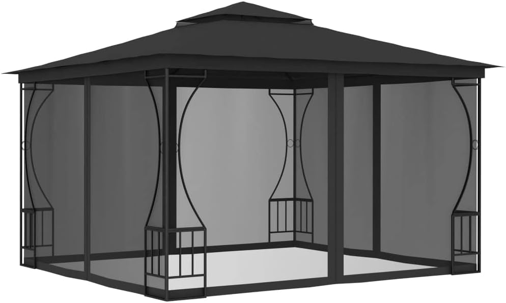 Gazebo with Nets 9.8'x9.8'x8.7' Anthracite,Pop Up Gazebo with Ventilated Nets for Outdoor Events, Parties and Sunshade Outdoor Structures, Outdoor Canopies, Gazebos