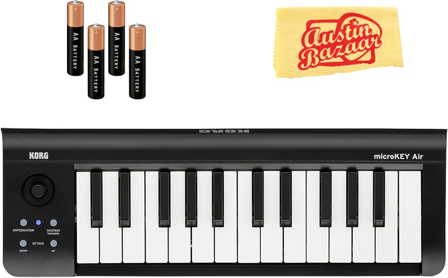 Korg microKEY Air 25-Key Wireless MIDI Controller Bundle with AA Batteries and Austin Bazaar Polishing Cloth