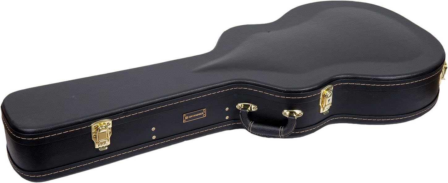 Crossrock Wooden Case for 335 Style 6-String Semi-Hollow Electric Guitars, Black (CRW600SABK)
