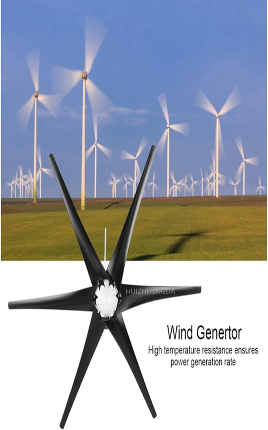 4000W 6 Blade Wind Turbines Generator,12V 24V 48V Efficient Wind Turbines Horizontal Home Power Windmill Energy Turbines with Charge Controller(Black)