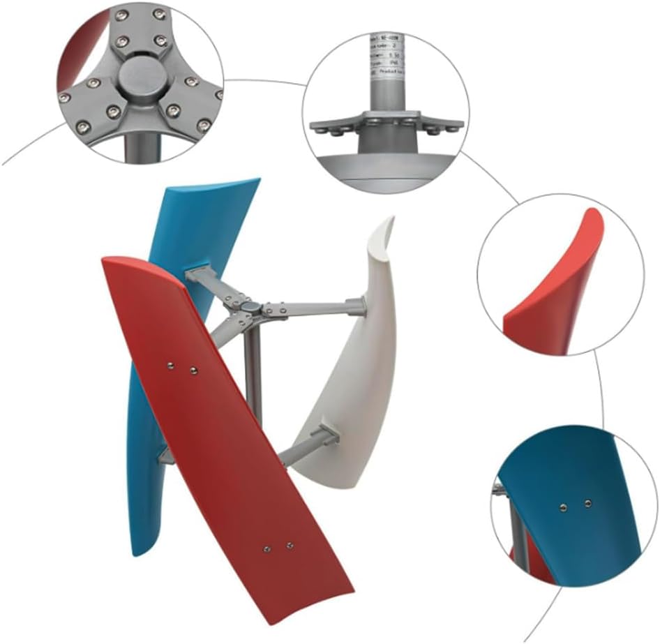 24V,HYZHANHONG 4000W 3 Blades Wind Turbine Generator Kit, 220V -12V Vertical Axis Wind Turbine Generator Kit with Controller, Ultra-Quiet Design for Home, Boats, Street Lighting