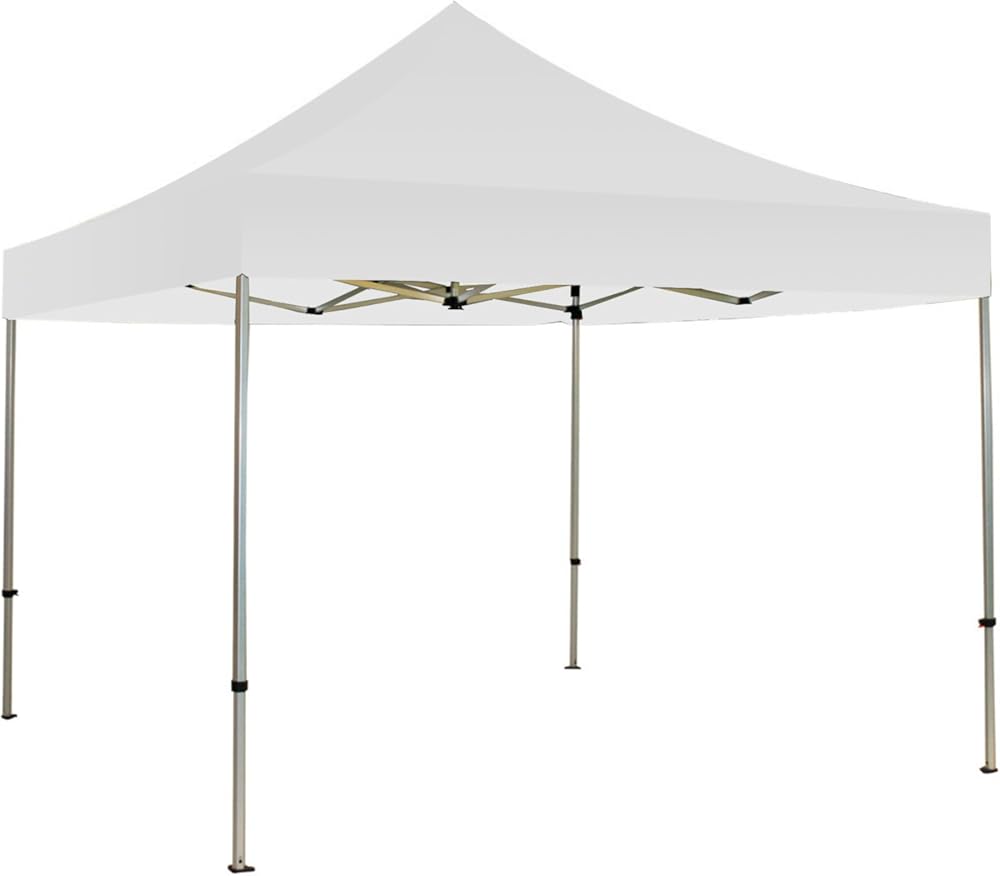 BannerBuzz Blank Canopy Tent with Carry Bag, Graphic with Hardware, 420 Denier Oxford Polyester Fabric, Pop Aluminum Frame for Easy Installation, Velcro Topper Attachment (20' x 10', White)