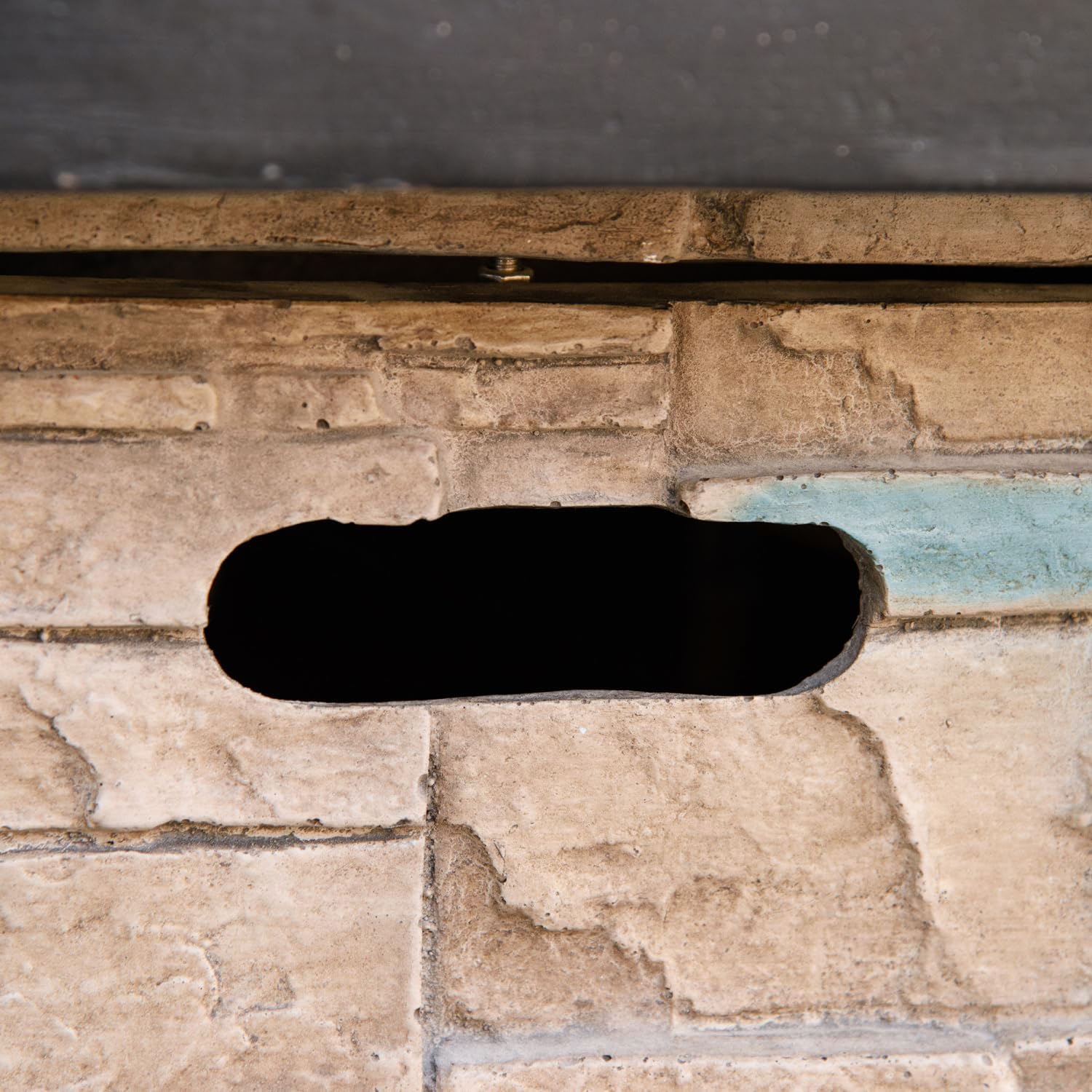 32 Inch Square Fire Pit Table - Rustic Stone Look, 50,000 BTU Auto-Ignition, Built-in Propane Tank Storage, Includes Lava Rocks & Cover