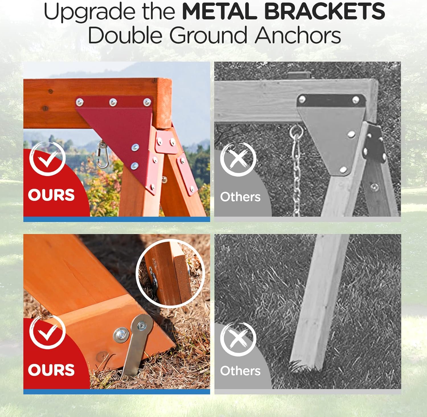 Dolphin Playground Wooden Swing Sets for Backyard, Family DIY Kit for Any Swings, Outdoor Playset for Kids with Trapeze Swing Bar and 2 Belt Swings, Heavy Duty Playground Accessories, Ages 3-10