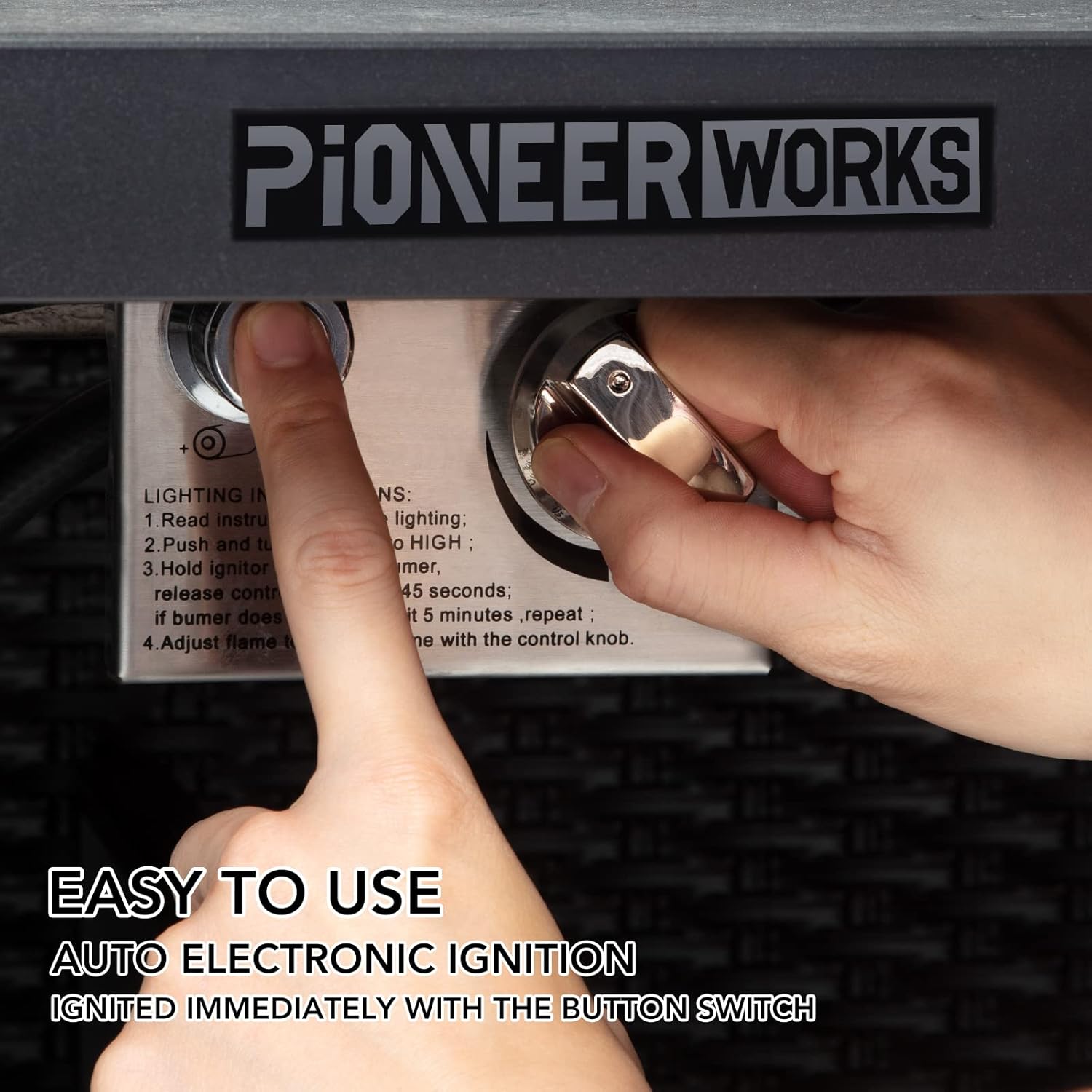 44 in Propane Fire Pit Table (Double Door), 50000BTU Rectangle Fire Table with Cover & Rain Cover, Sturdy Steel and Iron Fence Surface, CSA Safety Certified, Companion for Your Garden