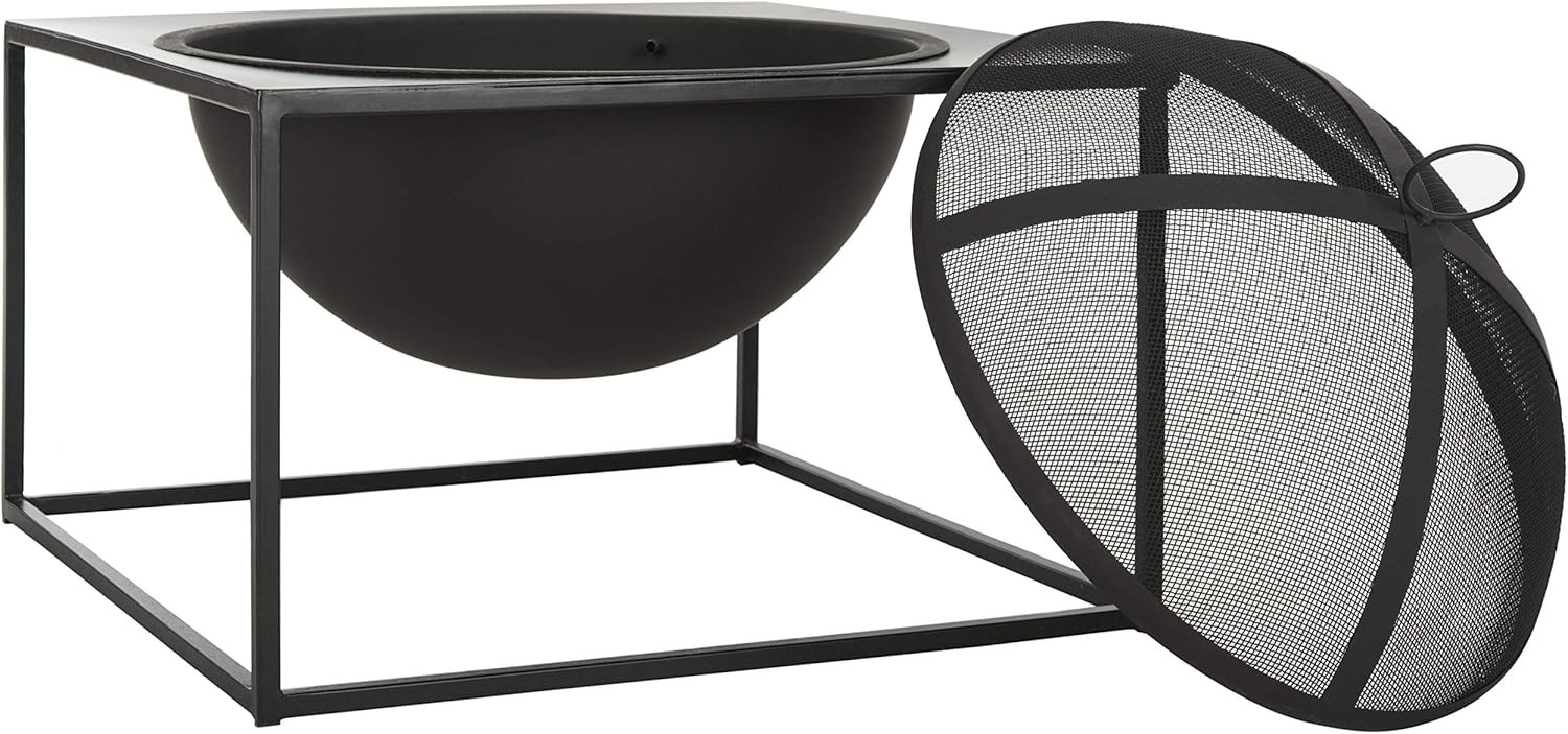 SAFAVIEH PIT2002A Outdoor Collection Leros Black Square Fire Pit