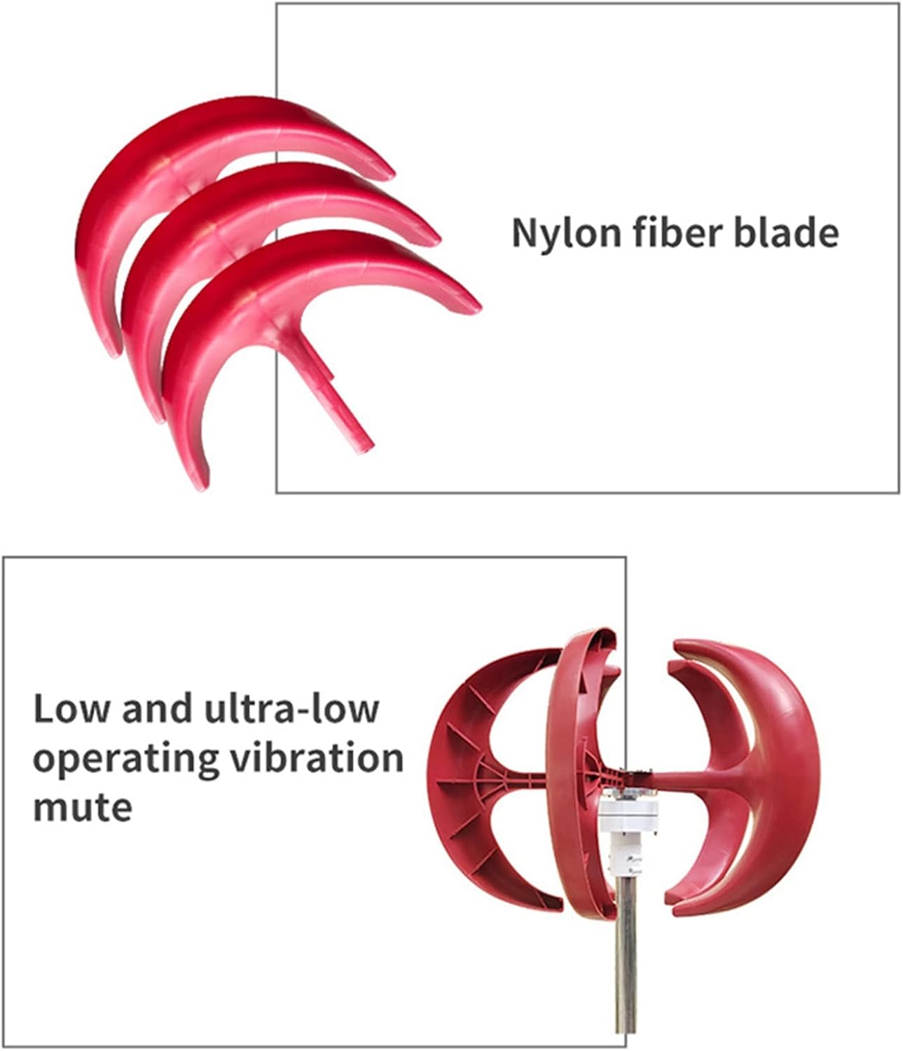 12/24V/48V Vertical Axis Wind Turbine Kit 1KW 5 Blades Home Low Noise Wind Turbine with Hybrid Controller Breeze Start (Color : Red, Size : 12v)