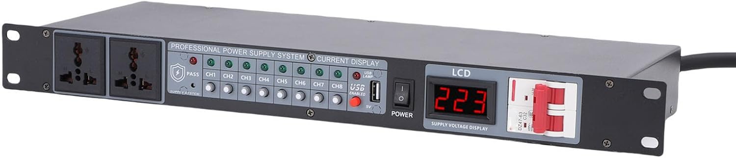 10 Outlet Power Sequencer Conditioner, Audio Digital Power Sequencer with Digital Voltage Display, for Stage Amplifier Speaker (US Plug)