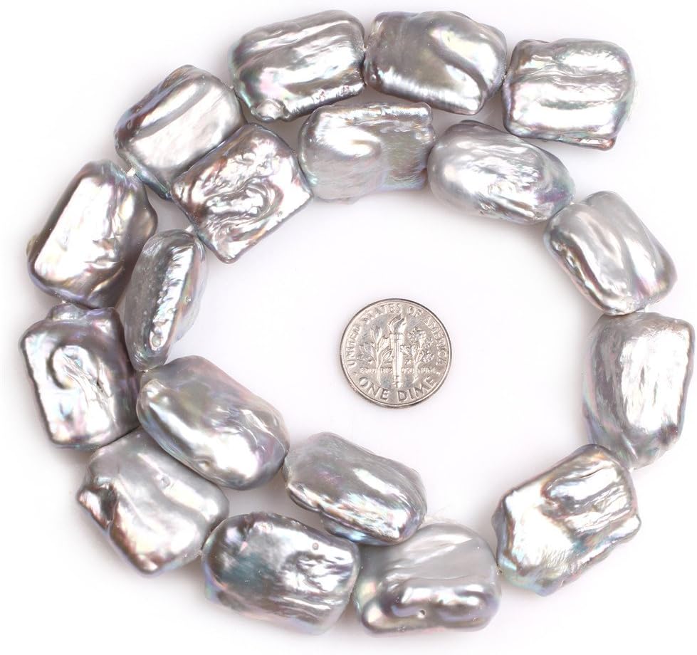 JOE FOREMAN 17x24mm Nuclear Edison Pearl Semi Precious Gemstone Gray Rectangle Loose Beads for Jewelry Making DIY Handmade Craft Supplies 15
