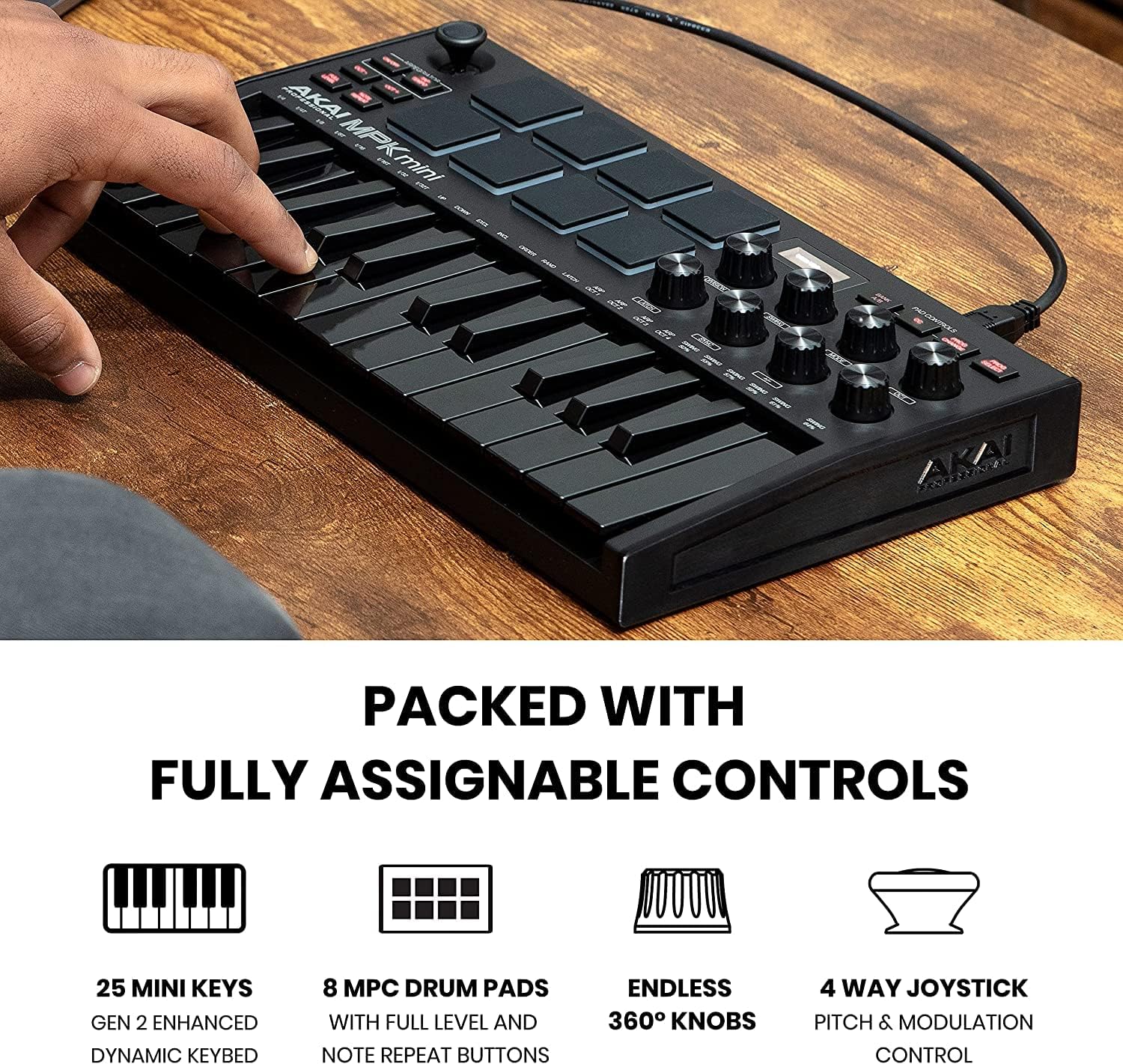AKAI Professional MPK Mini Black MK3 and M-Audio HDH40-25-Key USB MIDI Keyboard Controller with Beat Pads, Studio Headphones and Software Suite