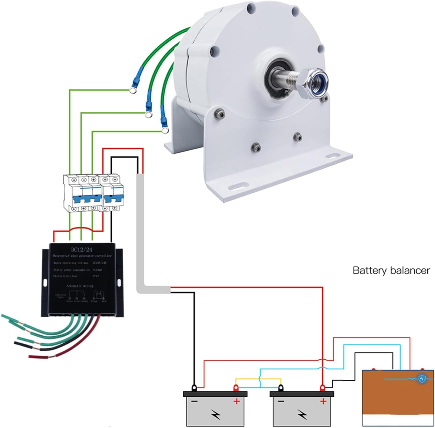12000W Free Energy 3 Phase AC Alternators 500RPM Gearless Permanent Magnet Generator 12V 24V 48V 220V DIY Use for Wind/Water Turbine(with Base)