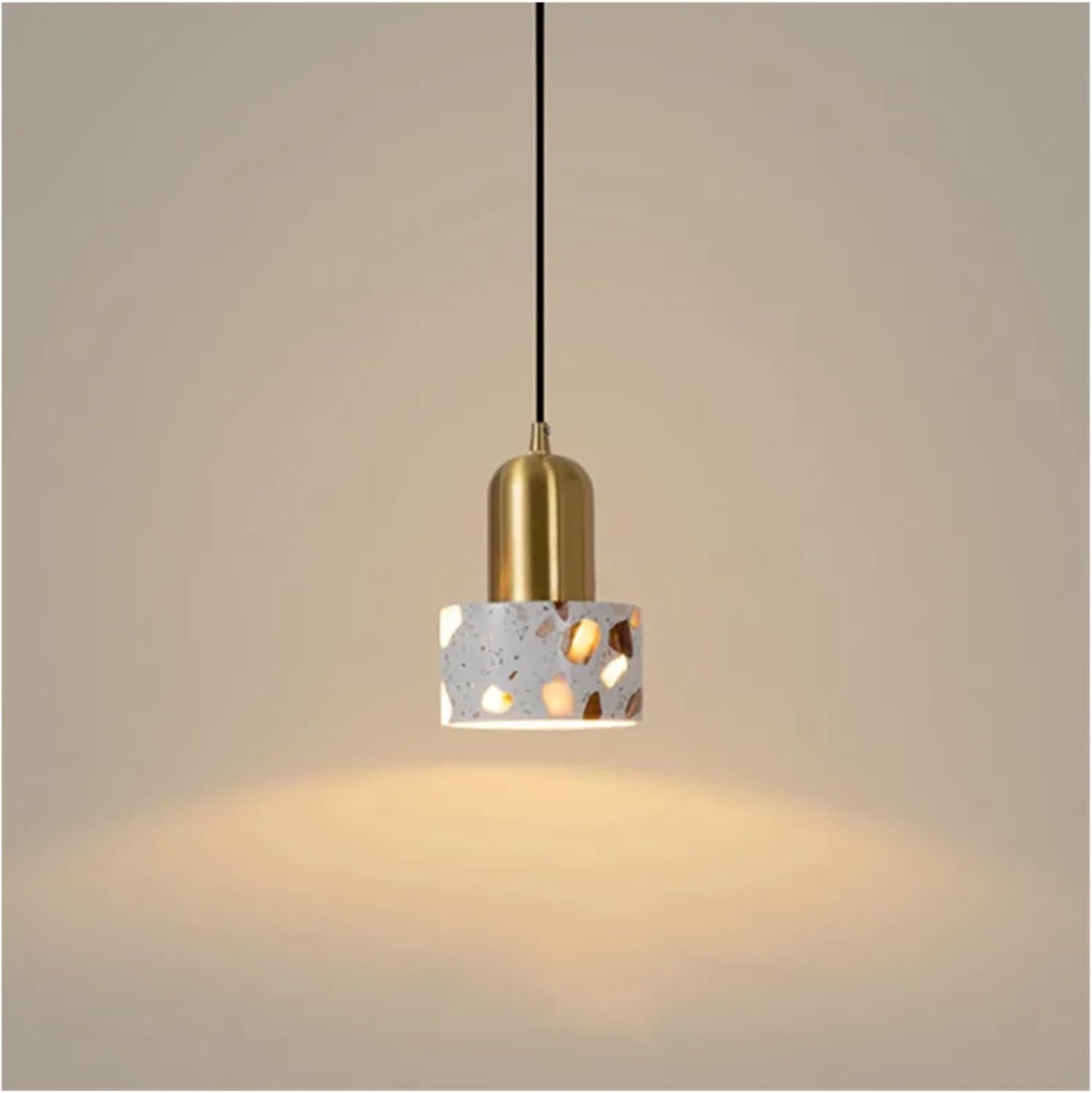 French Retro Bedroom Pendant Lights Handmade Terrazzo Droplight Dining Desk Kitchen Island Decor Suspend Lamp,Easy to Assemble
