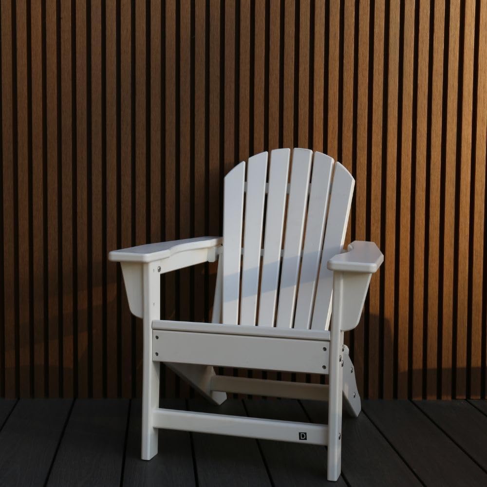 NewTechWood Child Adirondack Patio Chair Weather Resistant, Easy Installation, Widely Used in Outdoor, Fire Pit, Deck, Lawn, Outside, Garden Chairs (Ivory)