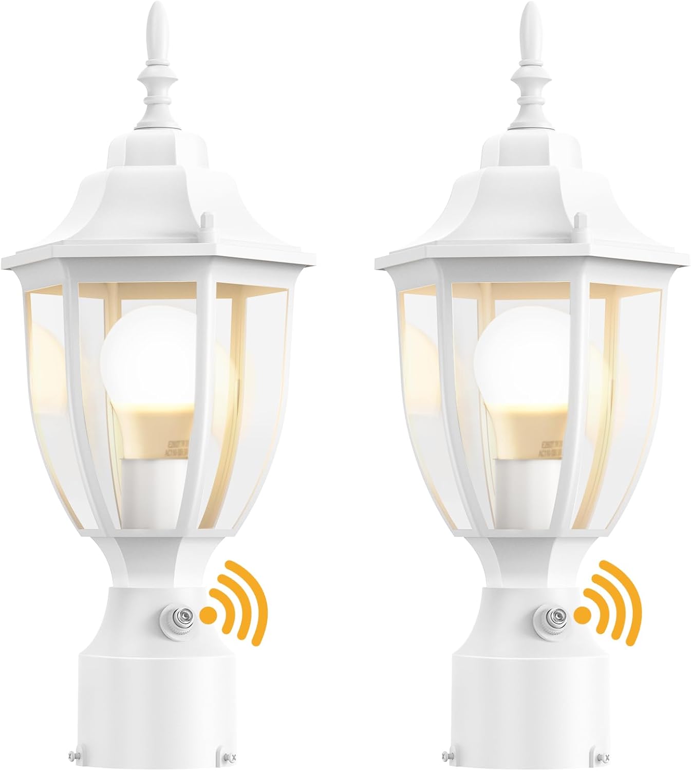 Lamomo Outdoor Post Lights, 2 Packs Dusk to Dawn Lamp Post Light Fixture, Waterproof Aluminum White Lamp Posts Outdoor Lighting Pole Lantern for Yard Patio Pathway Garden