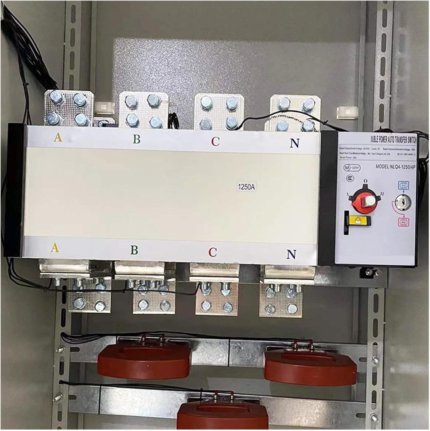 Double Power Automatic Transfer Switch NLQ4-1250A 4P Isolation Dual Power Automatic Transfer Switch Generator Mains Switch Fire Fighting Type(NLQ4-1250A/4P)
