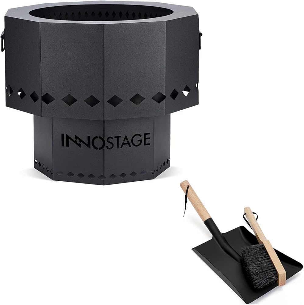 Stainless Fire Pit and Ash Shovel/Brush Set