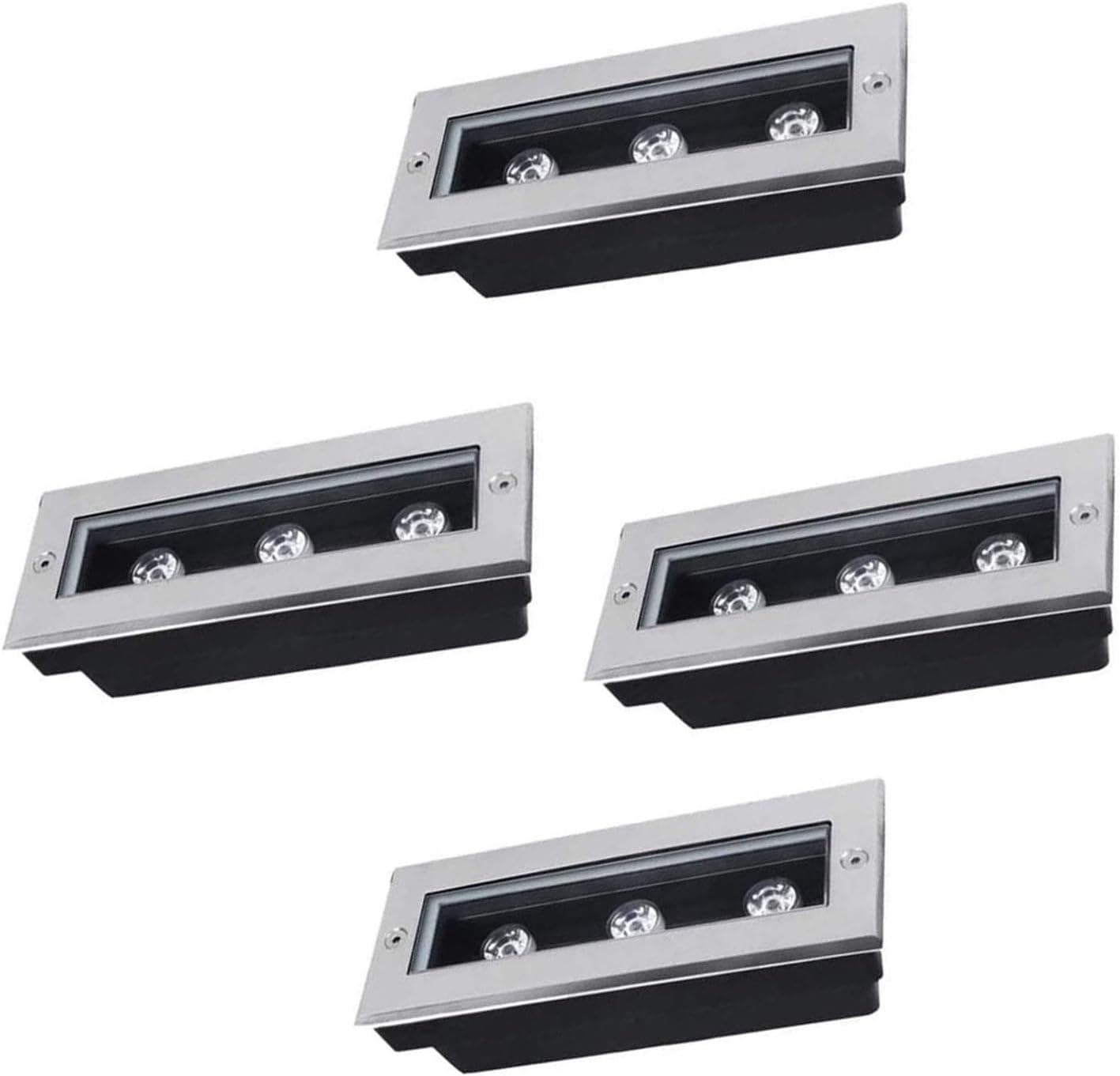 4PCS Ground LED Landscape Lights - Outdoor Buried Lights, 3W Ground Spot Outdoor, 85-265V Light Rectangle Outdoor Garden Stainless Steel Landscape Lamp for Lawn, Walkway, Yard, Deck, Patio (Colo