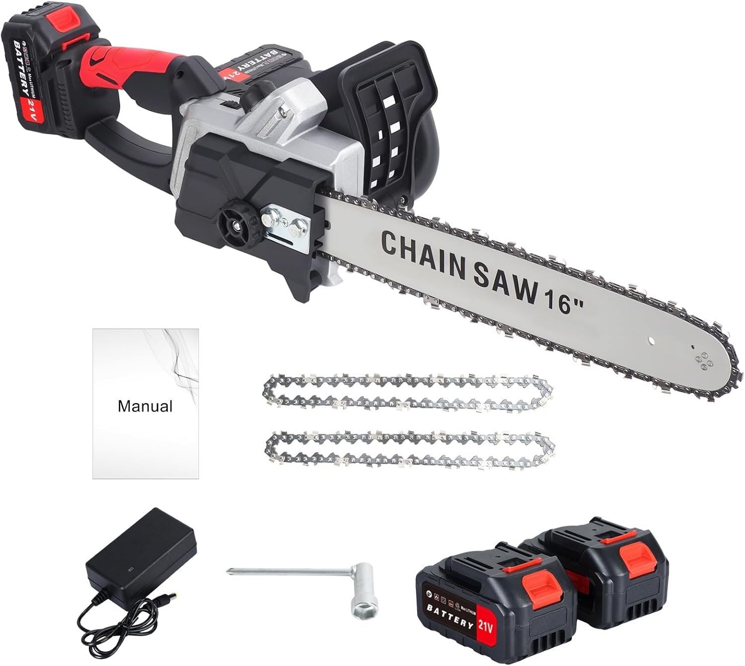 Battery Powered Chainsaw 16 Inch - Cordless Chain Saw with Battery and Charger, Hand Chainsaw Electric for Tree Felling, Pruning, Logging and Firewood