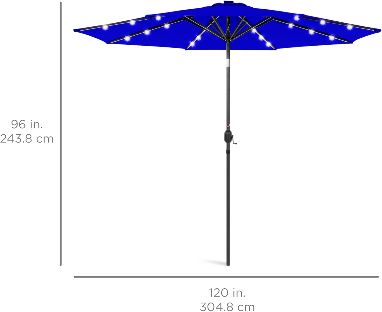 Best Choice Products 10ft Solar Polyester LED Lighted Patio Umbrella w/Tilt Adjustment and UV-Resistant Fabric - Resort Blue