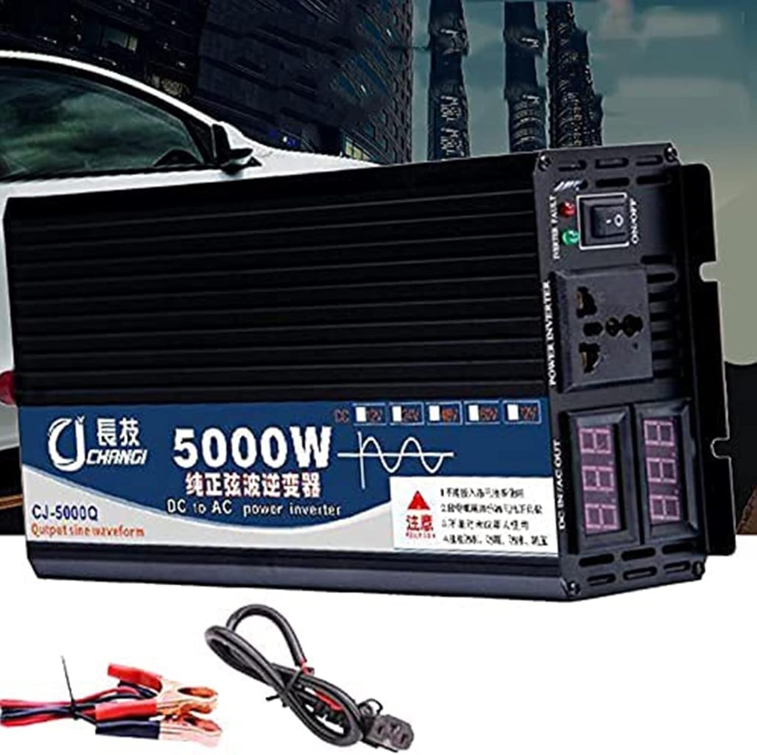 Power Inverter Pure Sine Wave Inveter 3000W 4000W 5000W 12V/24V/48V/60V DC to 110V/220V AC Car Inverter Outlets with eUSB Port Two Cooling Fans Suitable for Cars Camping 3000W-12Vto110V(48vto110v,3000