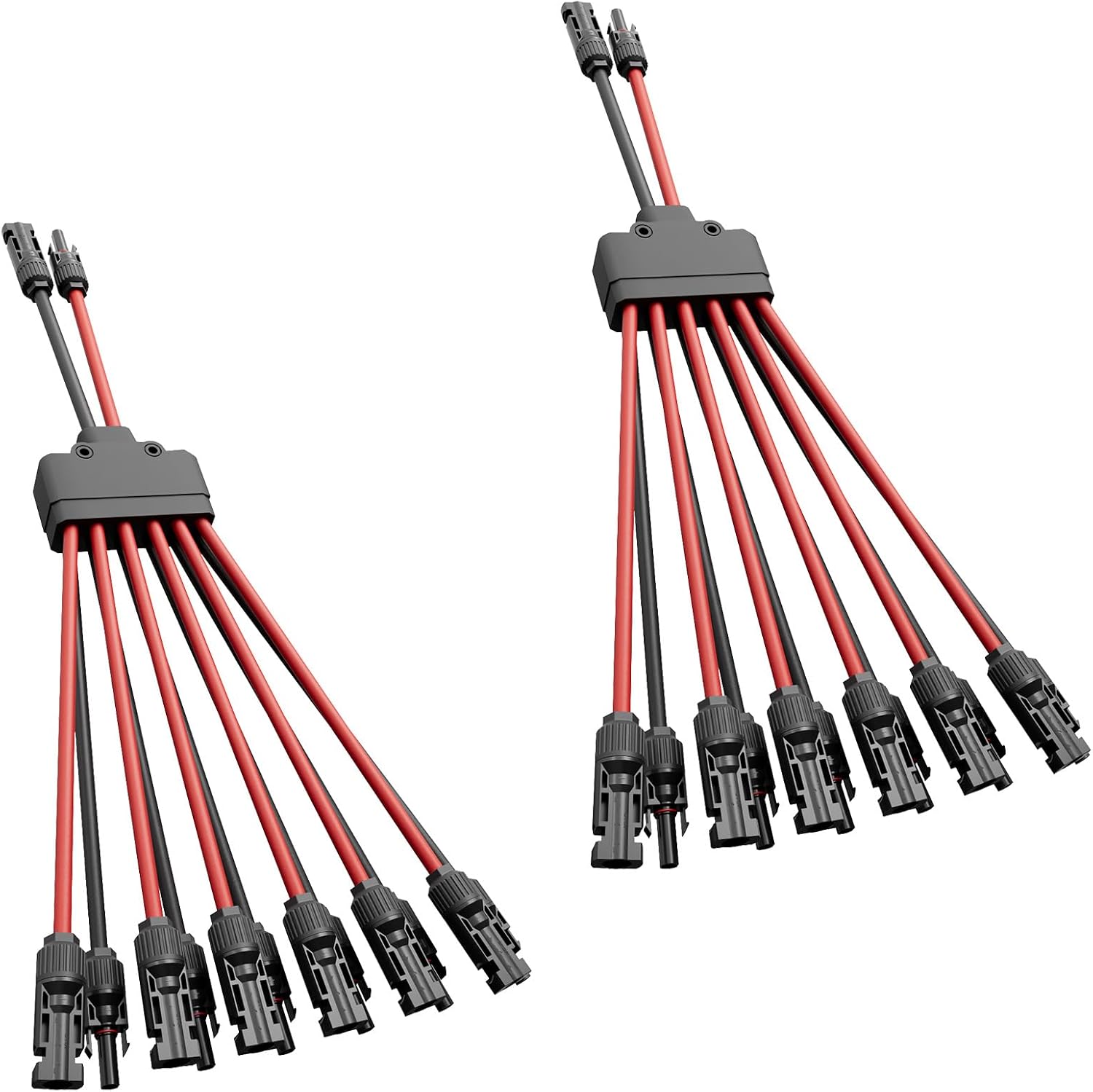 2 Pack solar connectors Tool-Free solar cable connectors Solar connector for 6 solar panels water proof solar panel connectors 2 to 12 Y-branch parallel adapter solar cable extension（2Y12,2PCS）