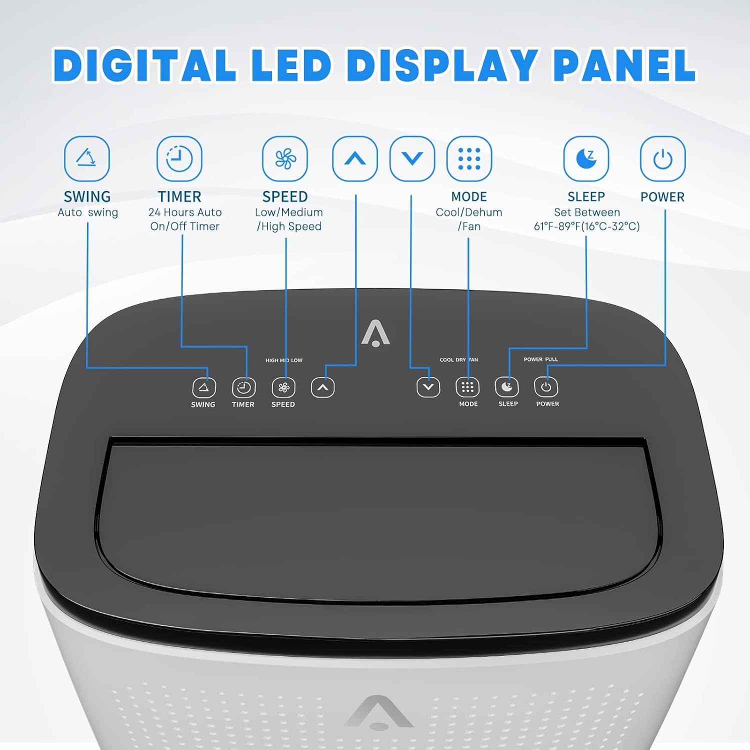 14000 BTU Portable Air Conditioners, 3-in-1 Cooling Dehumidifier & Fan Mode for Rooms Up to 750 Sq. Ft, Remote Control, Sleep Mode, Low Noise,24H Timer, 3 Speed, Auto Swing for Home,Totel