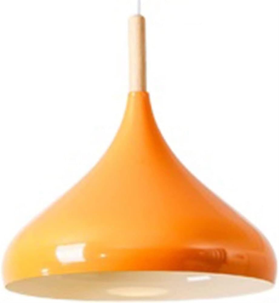 E27 Pendant Lighting Fixtures Vintage Wood Pendant Lamp Fixture Industrial Farmhouse Design Hanging Chandelier Lights for Kitchen Island, Dining Room, Over Sink, Hallway(Orange,9.4in)