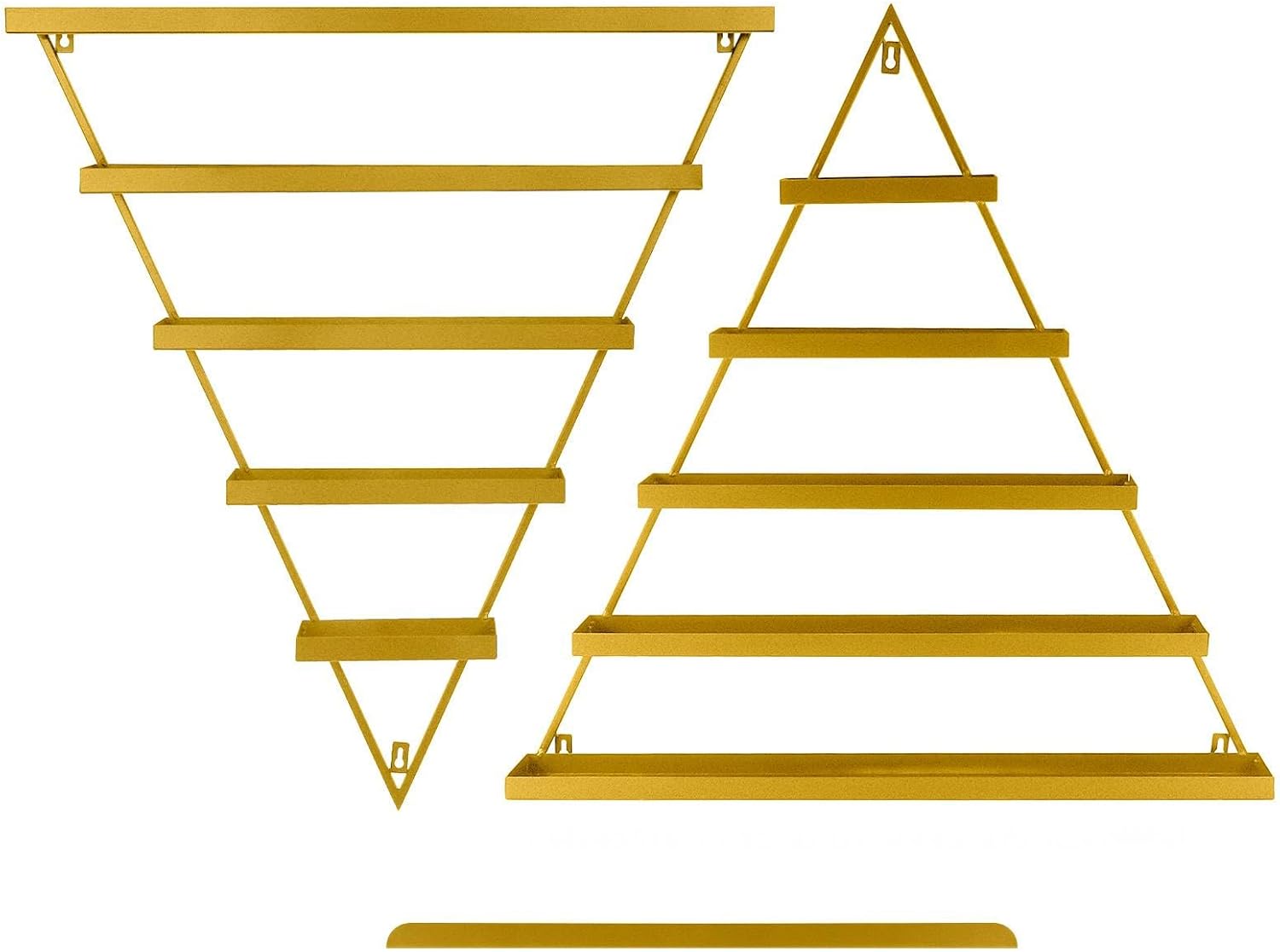 Gold Wall Mount Nail Polish Rack, Triangular Nail Polish Storage Organizer, 5-Tier Metal Display Shelf for Salon, Home Nail Art Station, Cosmetics, Skin Care Products 10PCS