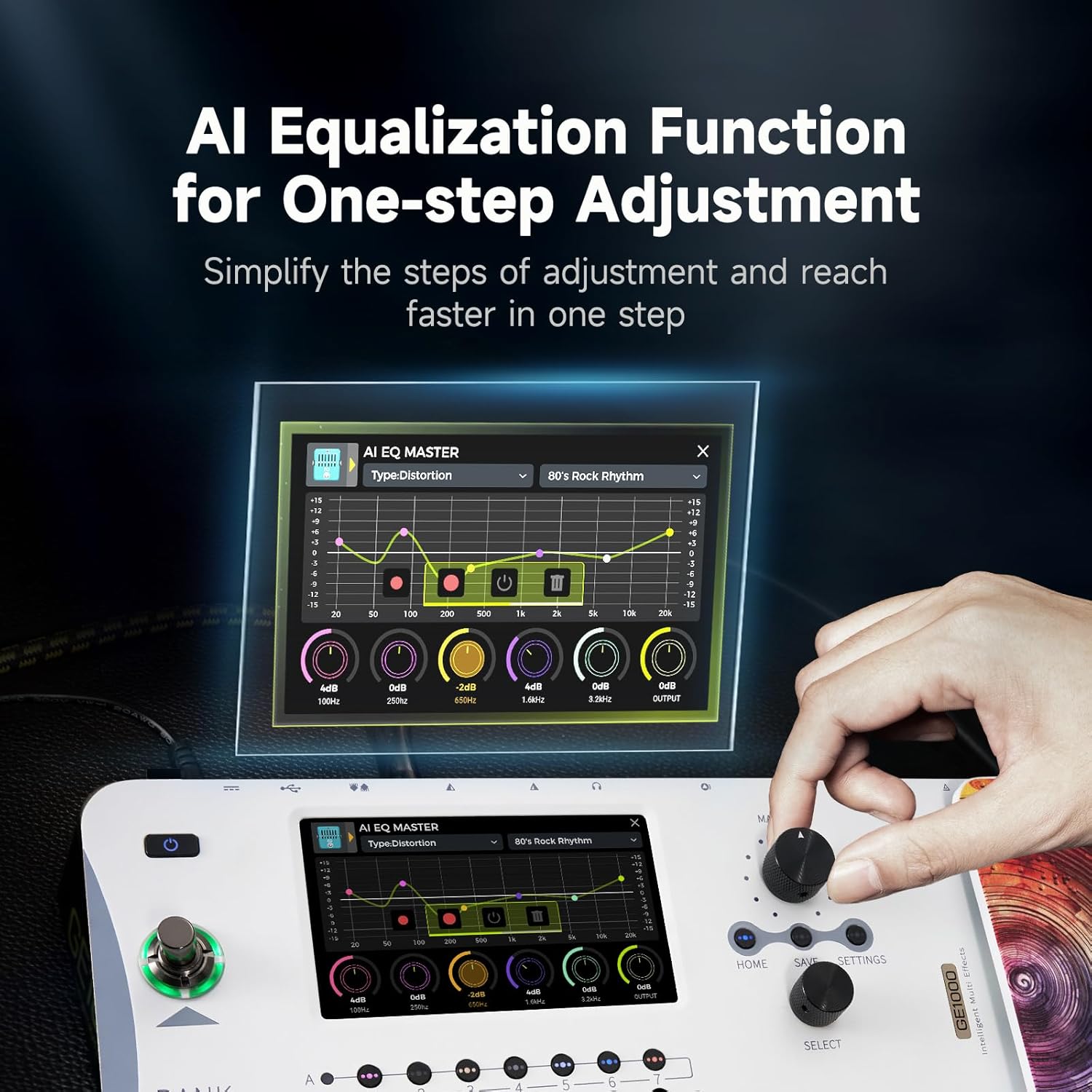 MOOER GE1000 White Guitar Multieffects Pedal Dual Effects Chains Processor with AI Equalization, 5