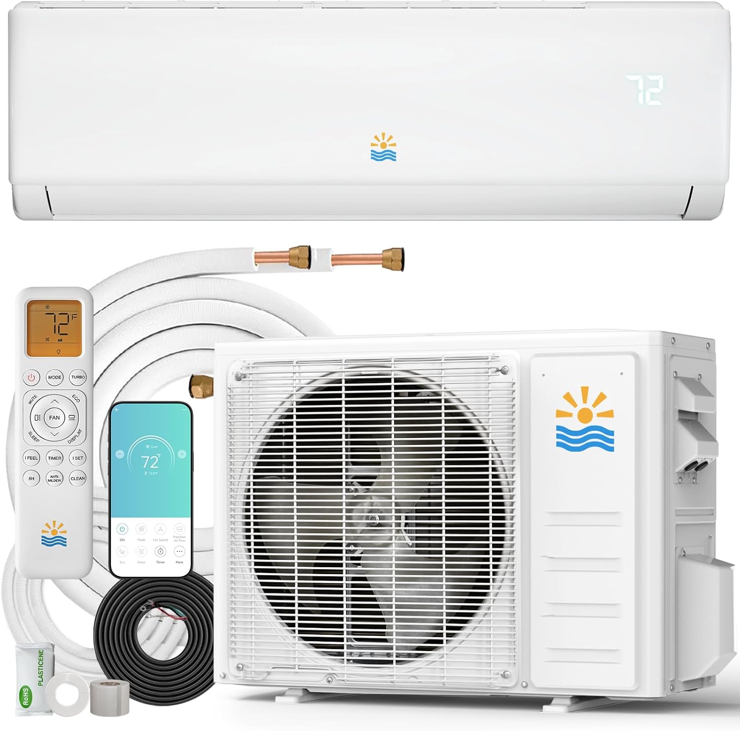 Mini Split Air Conditioner - 18000 BTU Ductless Mini Split Ac/Heating System, 1250Sq.Ft, 230V 21 SEER2 Wifi Enabled Inverter, Split AC Unit with Precharged Heat Pump, R454B with Installation Kit